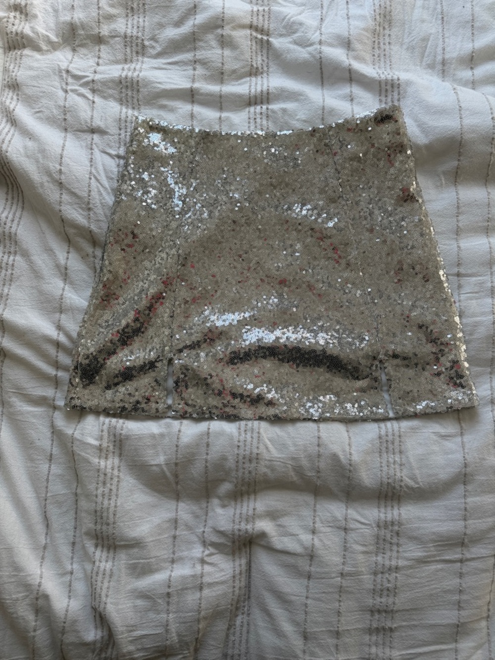 Pink Lily Silver Sequin Mini Skirt